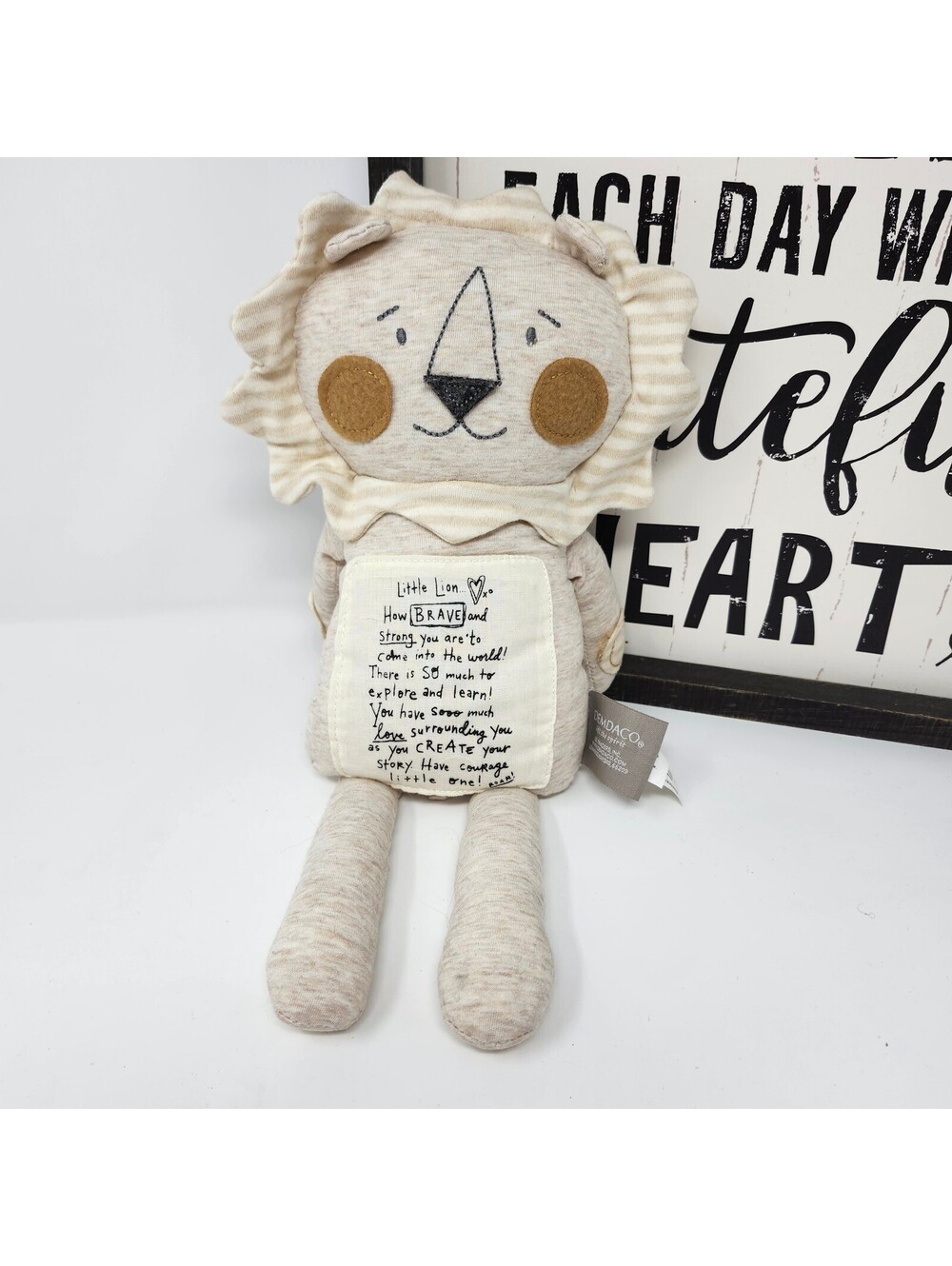 Demdaco Little Lion Brave Strong Inspirational Baby Plush Stuffed Animal
